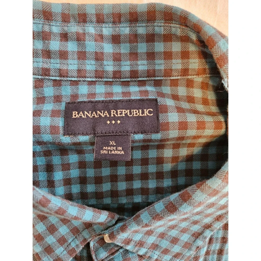 Banana Republic Mens Gingham Button‎ Down Long Sleeve Casual Shirt XL